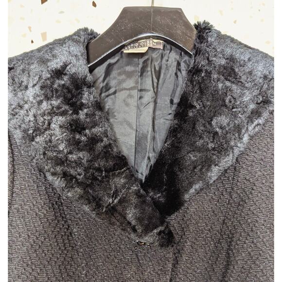 SIGRID OLSEN COLLECTION Black Wool Blazer Faux Fur Collar Size 8 250845 - Picture 3 of 8